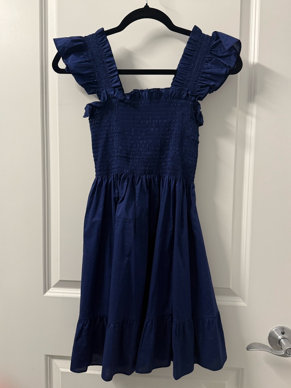 Hill House Navy Ruffle Strap Smocked Sundress